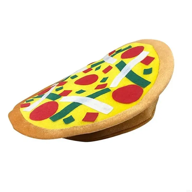 N7YF Funny Pizza Hat Silly Hat Fun Party Toy Play with Felt Toppings Novelty Costume Accessories Pizza Party Supply