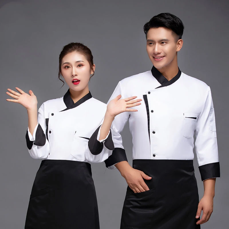 

Men Kitchen Chef Uniform Single-breasted FoodService Tops Women Restaurant Hotel Pastry Cook Jacket chef coat long sleeve Winter