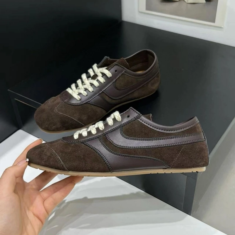 German Training Shoes Women New Genuine Leather Women Sneakers Flat Lace-up Retro Large Size Forrest Gump Shoes women shoes casual sneakers women sneakers