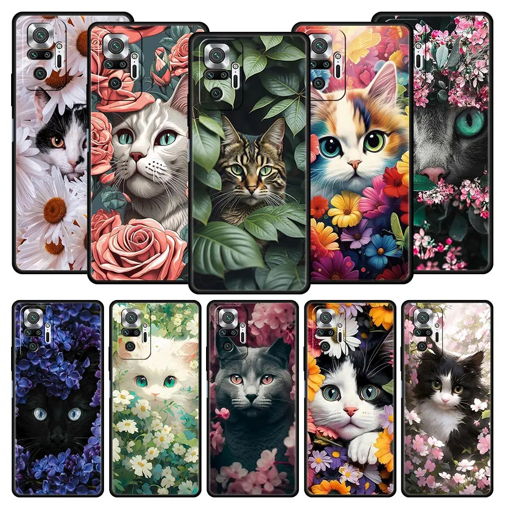 Adorable Cat Design Phone Case - Black Cover