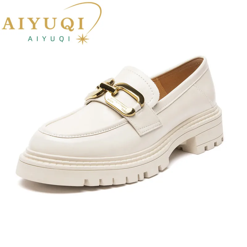 

AIYUQI Loafer Shoes Ladies Spring 2024 New Genuine Leather Student Shoes Female British Style Retro Casual Lazy Shoes