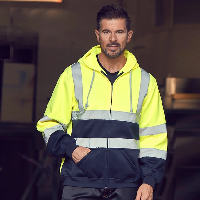 Sudadera con capucha reflectante para hombre, ropa de trabajo