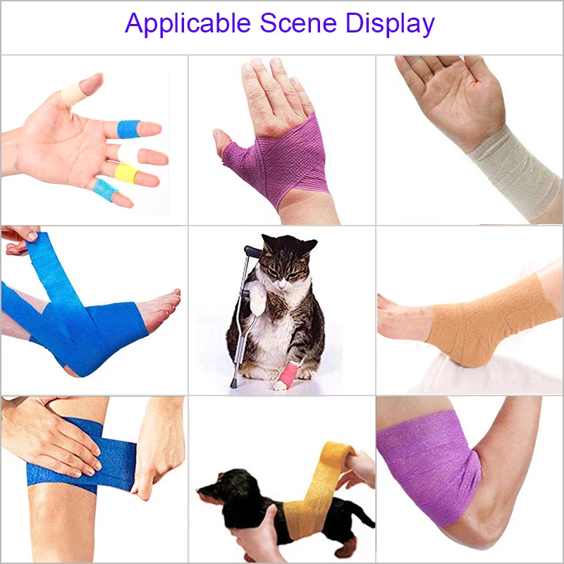 1 Roll 2.5/5/10cm Sport Bandage Self-adhesive Breathable Elastic Bandages for Sports Fixing Finger Wrist Leg Non-woven Bandage 2