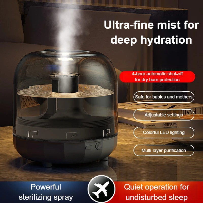 500ml Smart Humidifier Large Mist Output Auto Shutoff Warm Night Light Air Purification Quiet Operation for Home Office Nursery