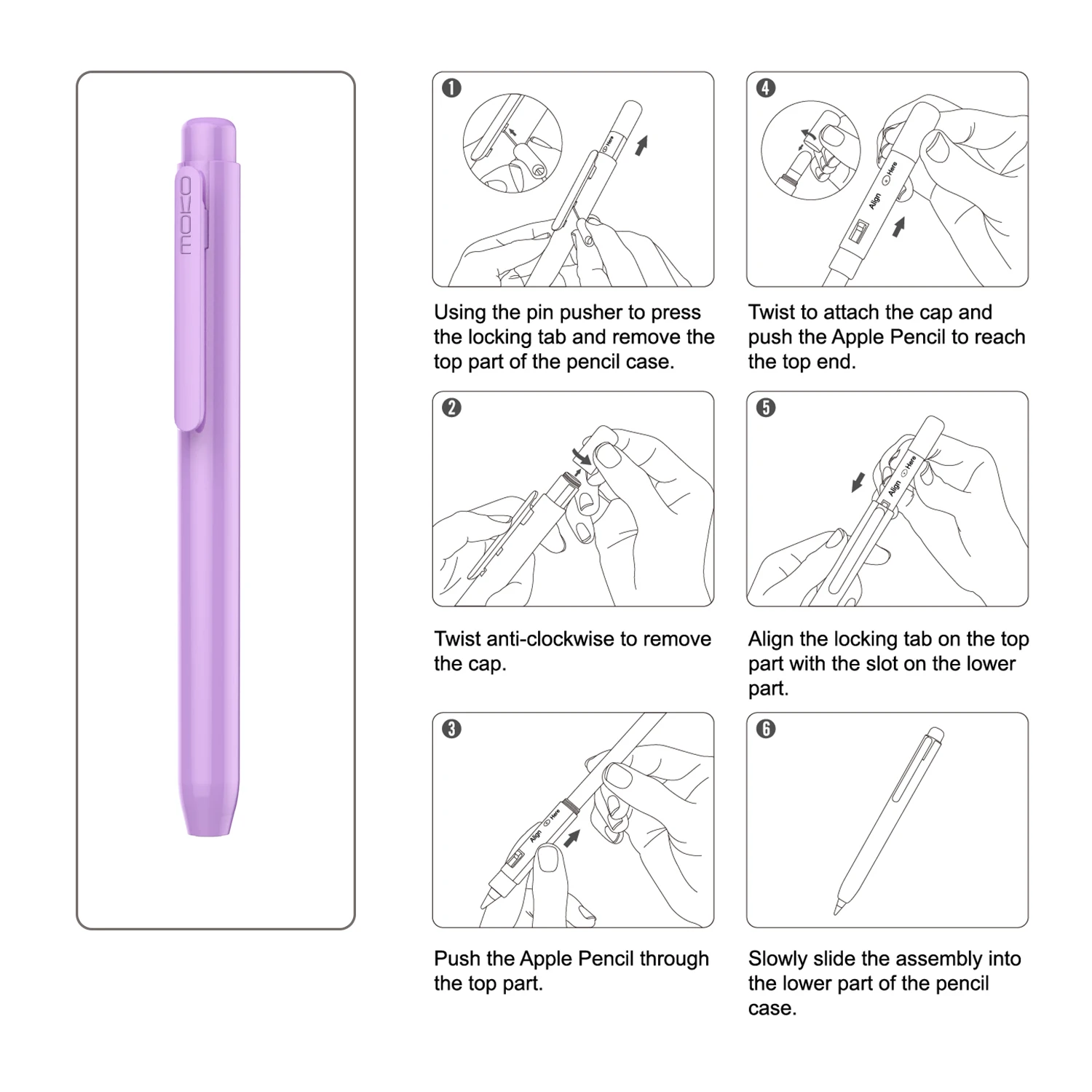애플 펜슬 1세대용 모코 홀더 케이스, 아이패드 펜슬 슬리브 보호용 수납형 애플 펜슬 케이스