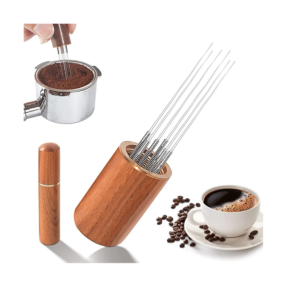 Espresso Coffee Stirrer, 8 Needles Espresso Stirrer With Natural Wood  Handle, Espresso Accessories