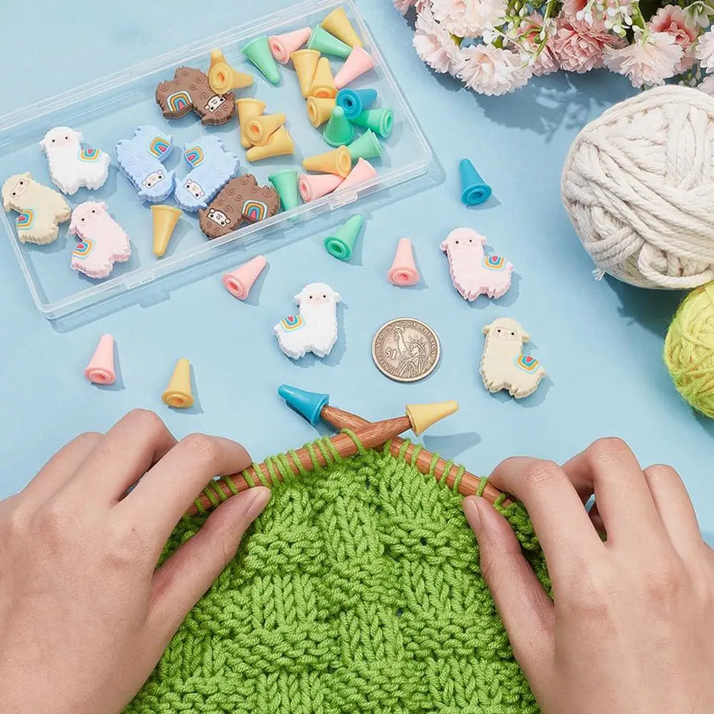 Description Picture 3 of item10 Pcs Alpaca Shape Knitting Needle Stoppers, 30 Pcs Knitting Needle Point Protectors Silicone Stitchs Stoppers Knitting