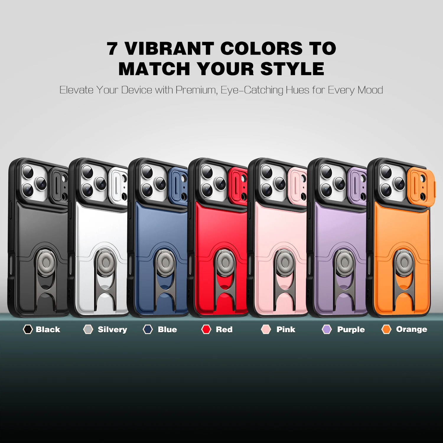 Metal Ring Stand Armor Shockproof Slide Window Phone Cover