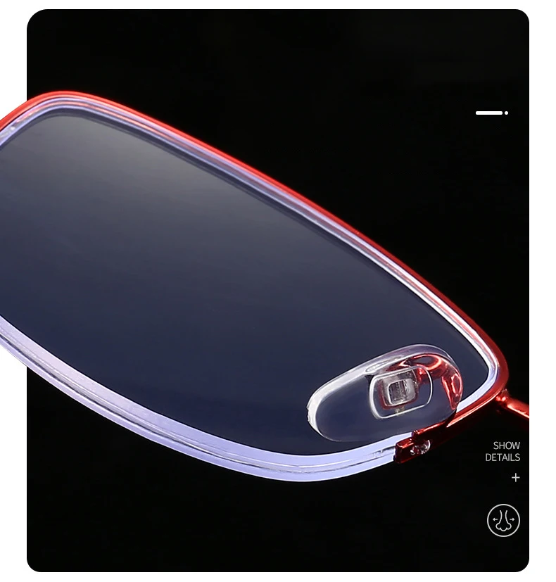 Neue Mode Metall Memory Titan Legierung Lesebrille Anti-Blau Halb rahmen High-Definition Lesebrille – Detail 9