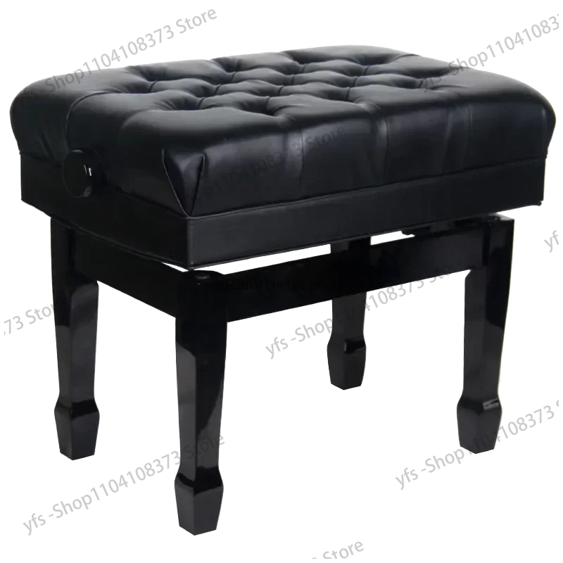 Widened solid wood children's piano stool with adjustable height and bookshelf