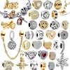 New Sparkling Hearts Clip Gold Dragon Protective Talisman Charm Beads Fit Original European 925Silver Bracelet DIY Women Jewelry 1