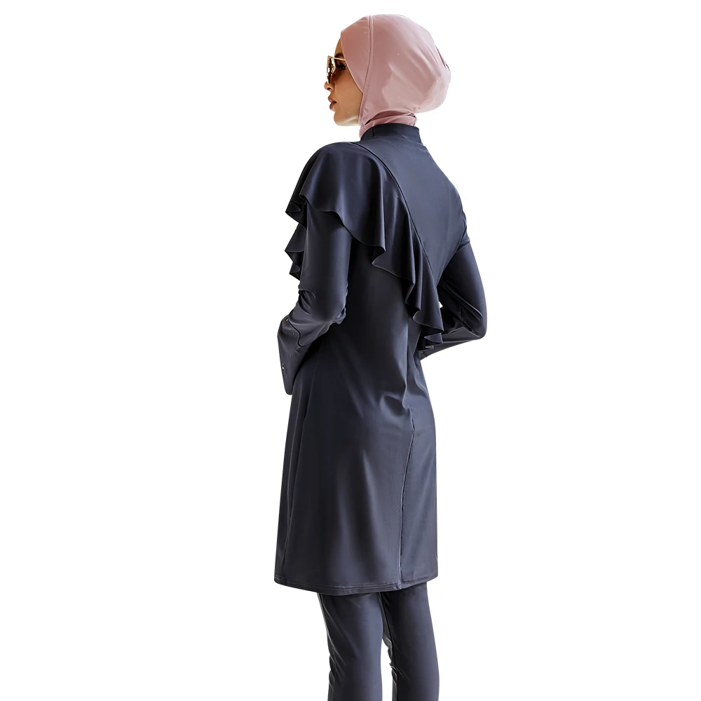 Swimwear for Veiled Women 2023 Stylish Muslim Swimwear with Ruffled Edges for Women Full Coverage UV Protection Burkini Femme