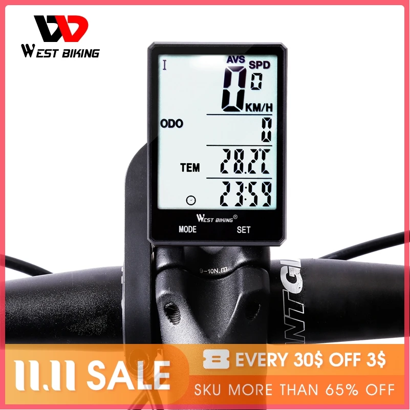 West Biking Wireless Bicycle Computer Backlight Waterproof Cycling