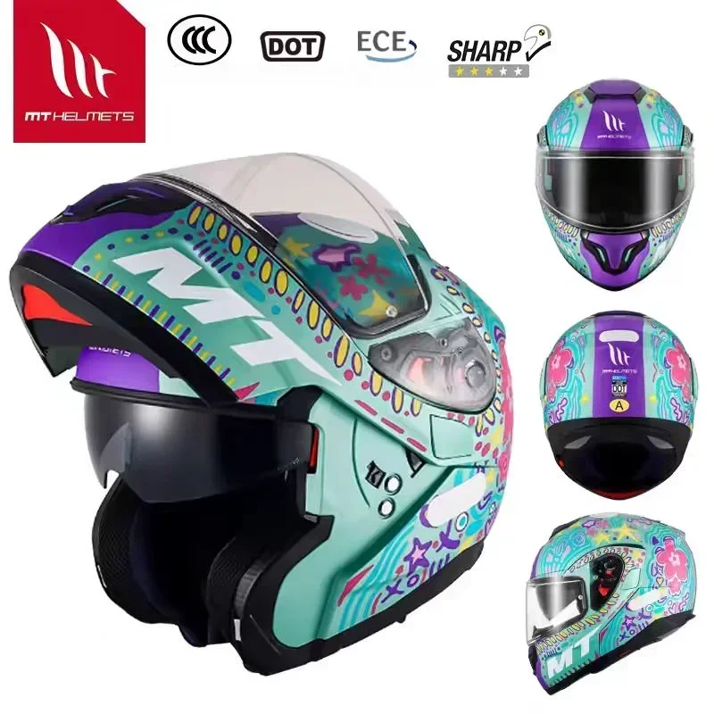 thumbnail image 1 of Casco de motocicleta MT ATOM SV abatible hacia arriba de doble lente todoterreno casco de competición en carretera certificación ECE DOT Capacete Cascos para motos Casco moto, 1 of 5