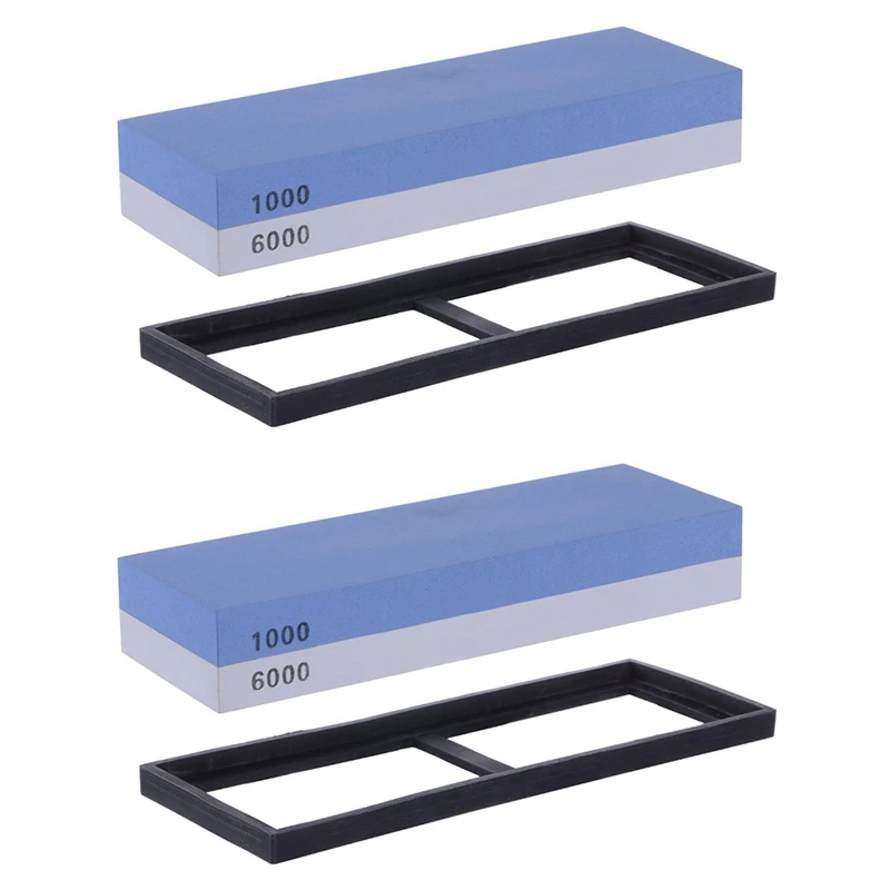 

2X Professional Grade 2-IN-1 1000/6000 Grit Whetstone 2-Sided Corundum Coarse Sharpening Fine Knife Sharpening Stones