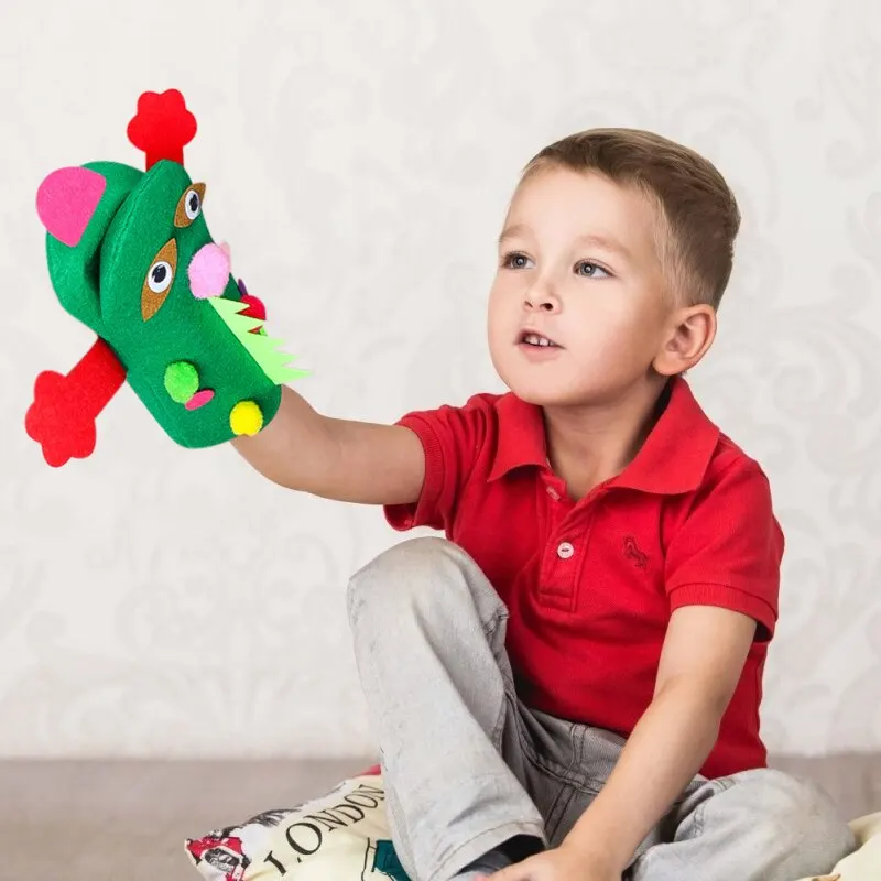 12Pcs Hand Puppet Making Kit for Kids Art Craft Felt Sock Puppet Toys Handicraft Creative DIY Storytelling Role Play Supplies