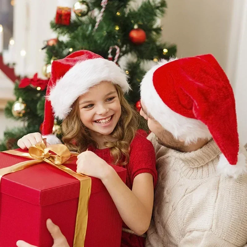 Description Picture 4 of item5/1PCS Thickened Plush Christmas Hat for Adults Kids Soft Velvet Santa Claus Caps Hats Xmas New Year Festival Party Decor Gitfs