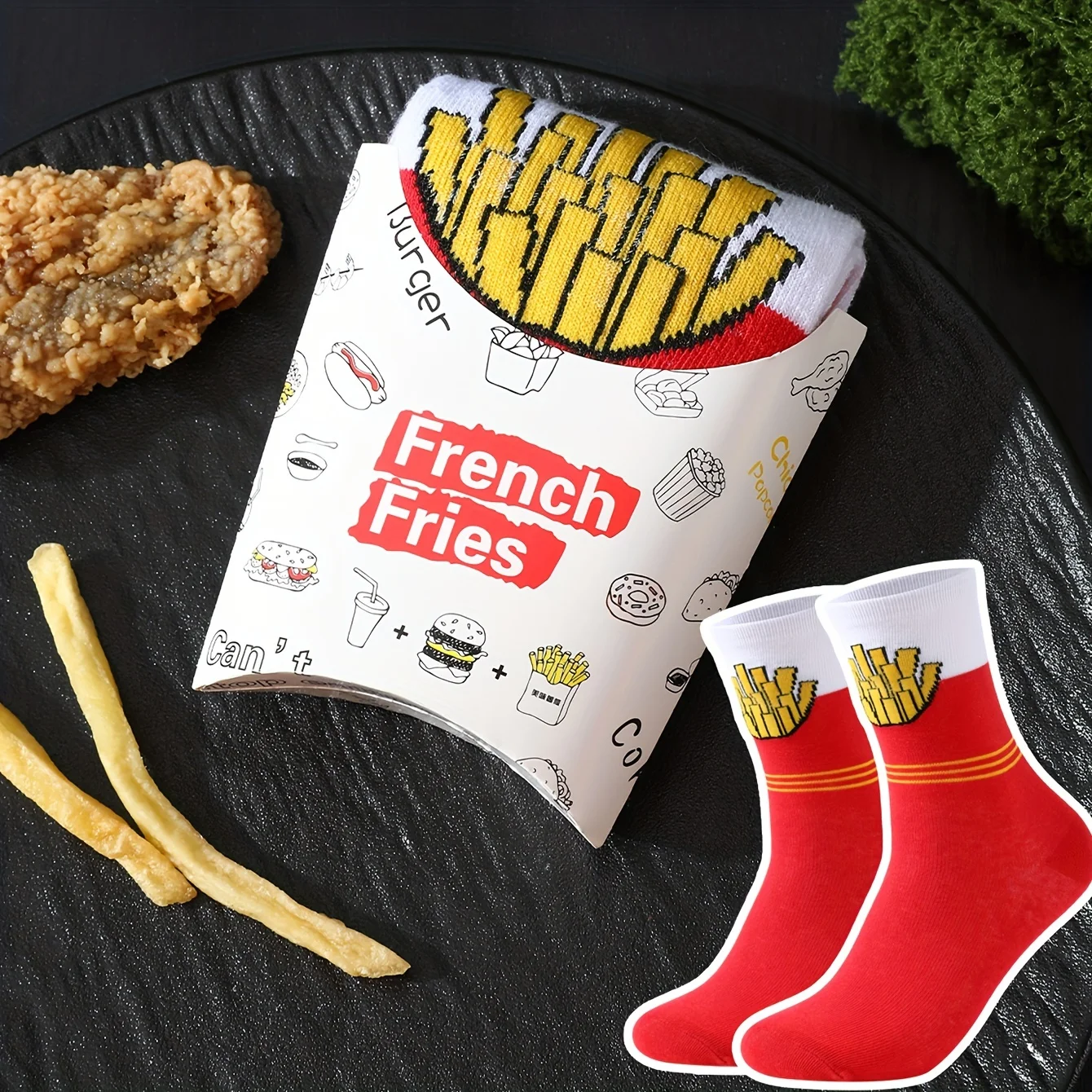 Fun and Quirky Red Fries Pattern Gift Socks