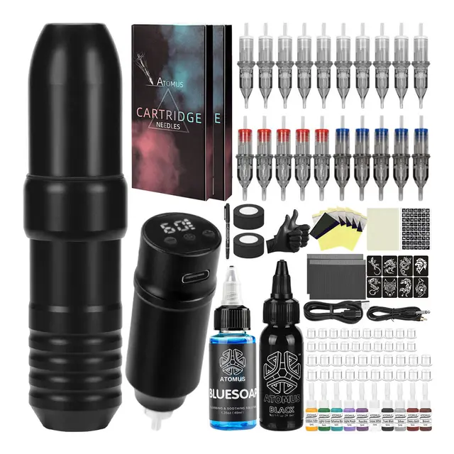 Wireless Tattoo Kit Rotary Tattoo Machine Set with 20PCS