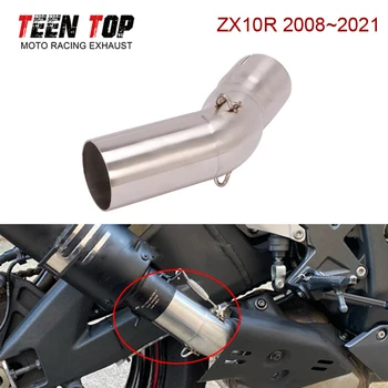 For Kawasaki ZX10R ZX-10R Exhaust Middle Pipe 2008-2021 Motorcycle Exhaust Link Tube 51mm Steel Motobike Muffler