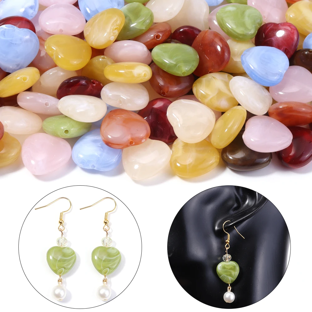 30 teile/los 15x15,5mm Doppel Farben Acryl Perlen für Schmuck Machen Herz Wolke Perlen Lose Spacer Perlen DIY armband Halskette