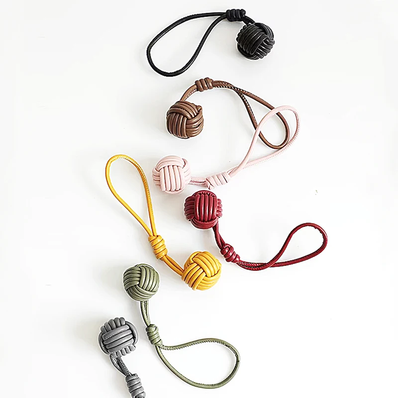 Handmade Luxury PU Leather Weave Ball Pendant - Fashionable Handbag Decoration Wholesale Gift