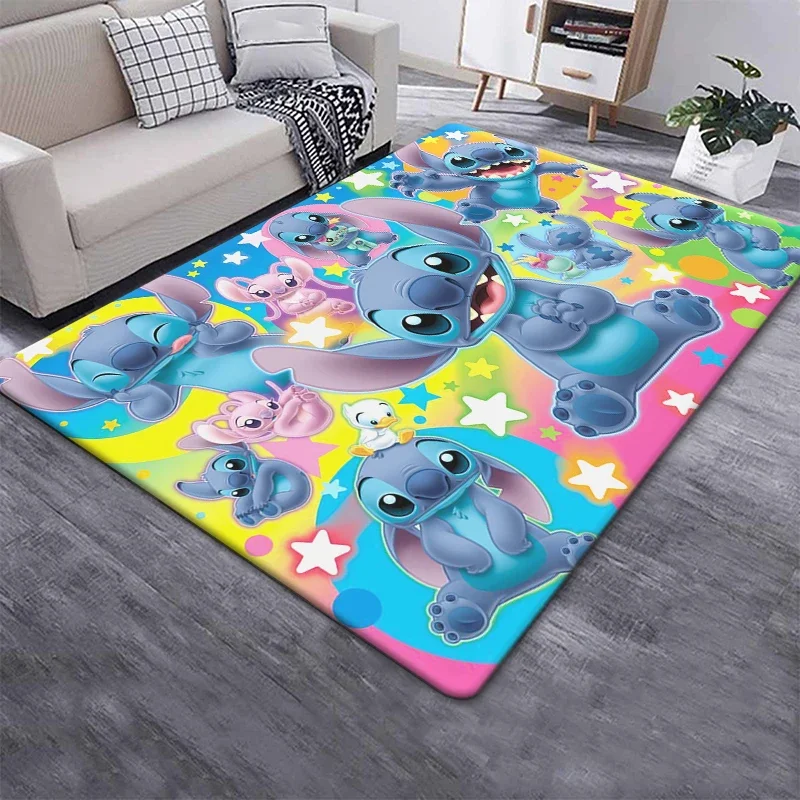Disney Stitch Cartoon Carpet Rug for Living Room Bedroom Decoration Picnic Camp Kitchen Carpet Crawling Carpet Decoration