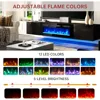 70" Floating Fireplace TV Stand, Wall Mounted Entertainment Center with 36" Electric Fireplace, Modern LED Light TV Console, Fl 4
