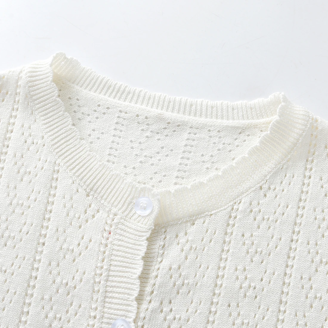 Newborn baby girl pure cotton sweater cardigan hollow knitted thin jacket for spring and autumn