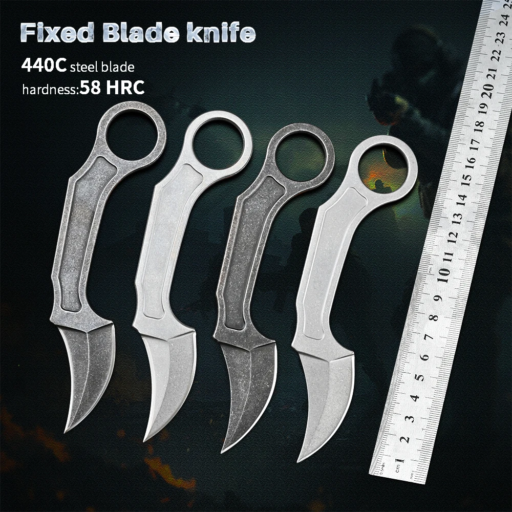 

440C Stainless Steel Mini Fixed Blade Knife Tactical EDC Self Defense Knives Camping