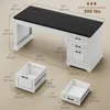 Farmhouse 55" Executive Desk, Computer Desk with Storage Drawers and Power Outlet, Home Office Desk, Workstation for Office Home 2