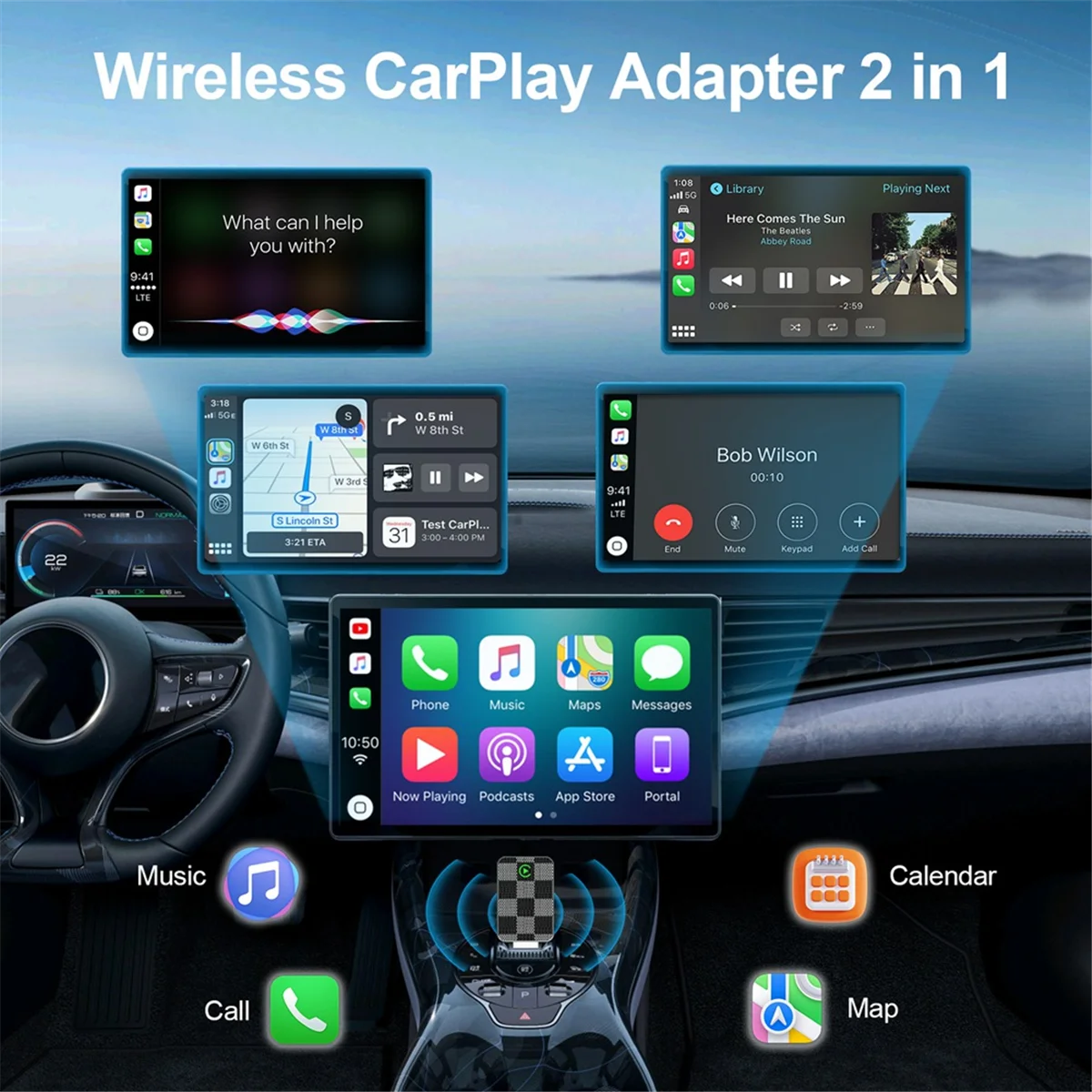 AA98 2 in 1 Wireless Carplay Adapter Car Electronics for Car Android Auto Carplay Convert Wired to Wireless Carplay