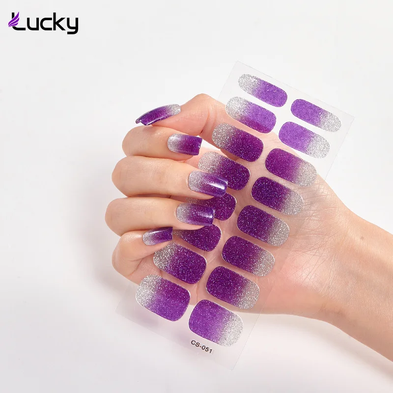 

16tips Nail Stickers Wholesale Gradient glitter Nail Stickers Simple Waterproof Nail Stickers Full Color Solid Color Stickers
