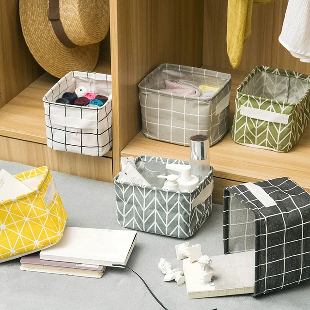 Small Foldable Canvas Storage Basket With Handle Cotton And Linen Desktop Storage  Box Small Fresh Waterproof Storage Basket 1PC - AliExpress
