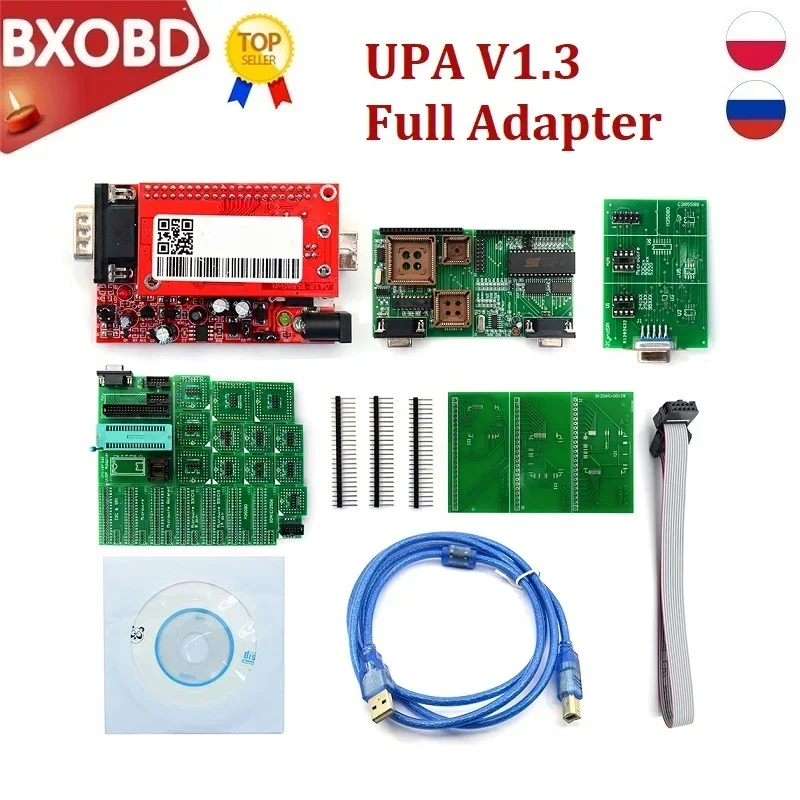 RU Ship UPA USB Serial Programmer Full UPA USB V1.3 ECU Programming Tool with Big Adapters V1.3 UAP Prog ECU Chip Tuning Tool usb programmer adapter