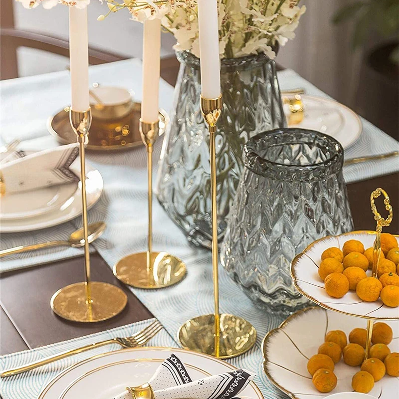 European Metal Candle Holder Candlestick Candelabra Vintage Wedding Decoration Home Living Room Decor candle holders