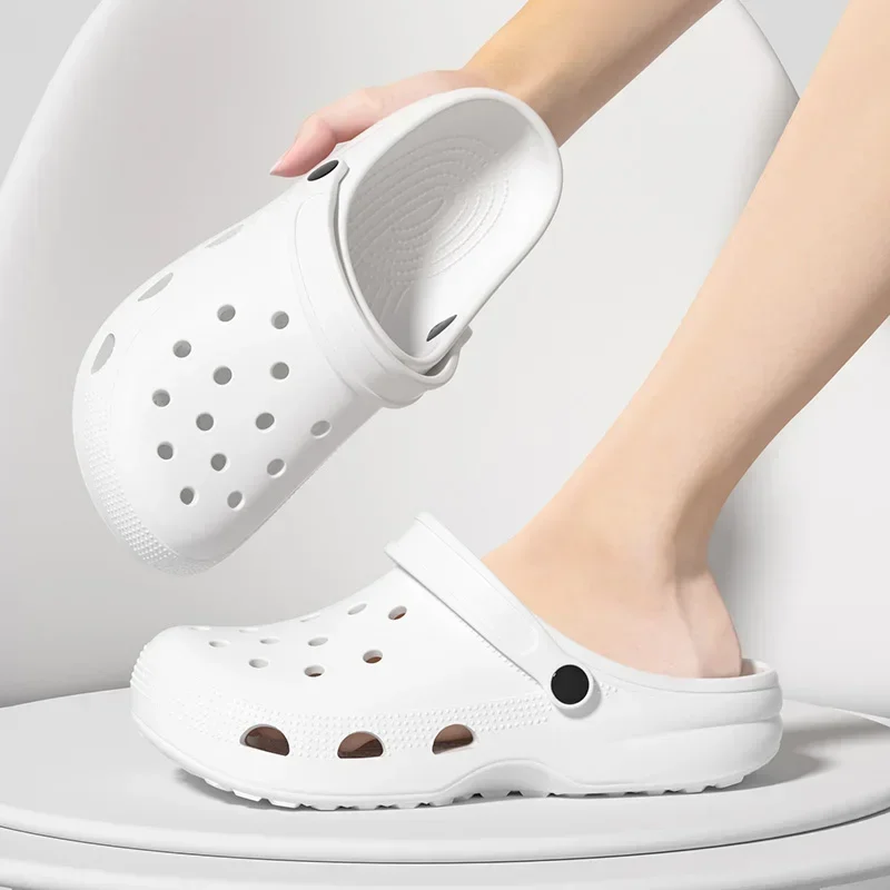 Summer Sandals Holes Thick Bottem Comfort Wedge Heel Clogs Slippers Outdoor Men Sport Beach Soft Soled Slides Shoes