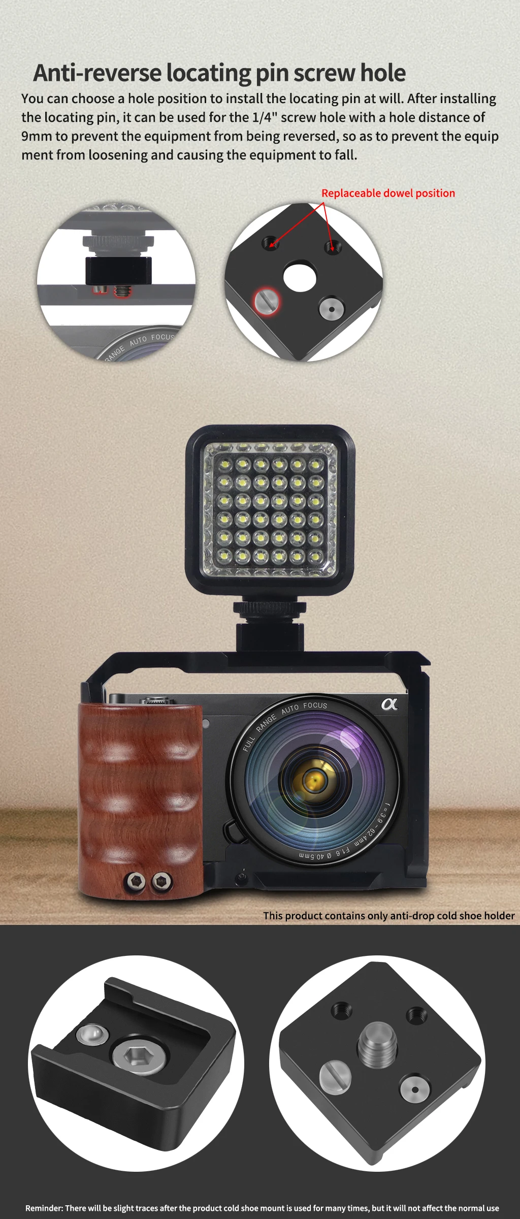 Description Picture 6 of itemQuick Release Plate 1/4" Cold Shoe Mount for DSLR Camera Cage Rig Video LED Light Mic Stand Monitor Mount Magic Arm Connector