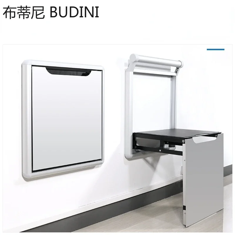 Wall Mounted Household Slim Aluminum Folding Stool Leisure Porch Shoe Storage Stool Bathroom Furniture