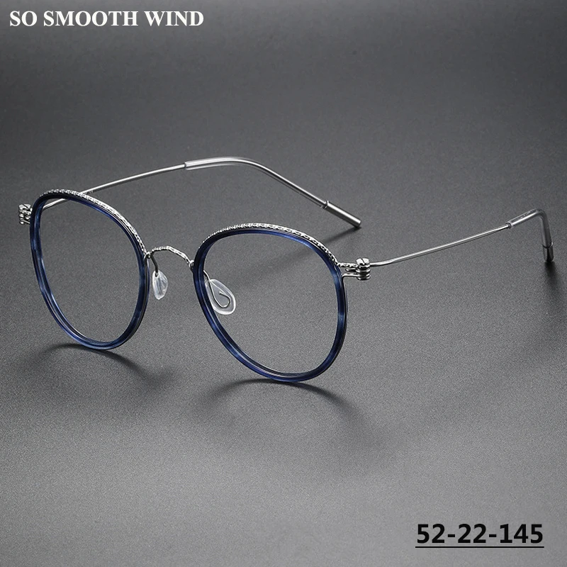 

Pure Titanium Glasses Frame for Men Screwless Round Myopia Women Prescription Optical Eyeglasses Eyewear Spectacles Ultralight