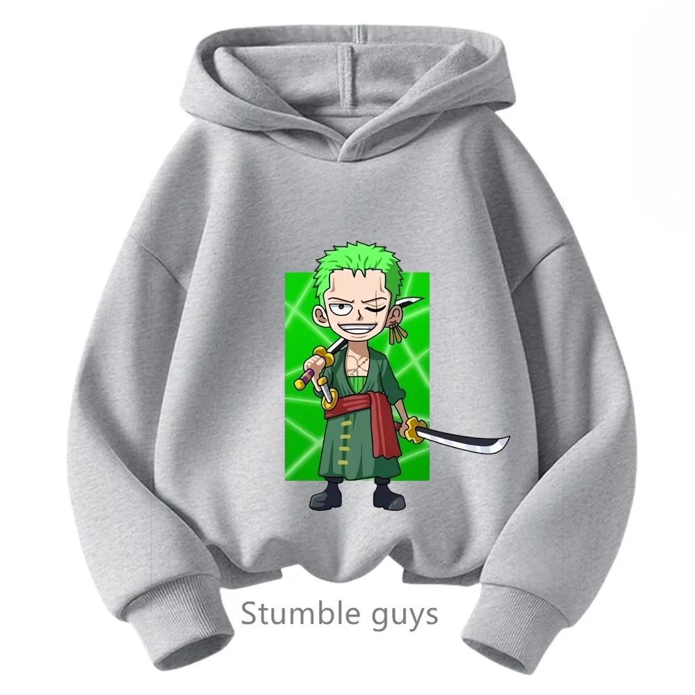 Sudadera con capucha de Anime One Pieces, ropa para niños, ropa para primavera y otoño para niñas, sudadera con dibujos animados de Luffy Zoro, traje para adolescentes, camisetas con capucha de Sonic