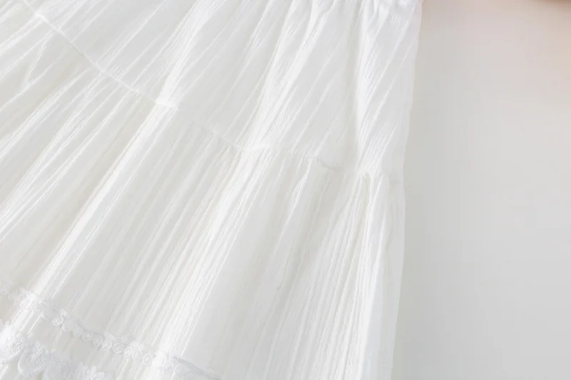 HoneyCherry New Summer Style White Lace-trimmed Midi Skirt for Girls. A-line Skirt for Girls. Kids Clothes