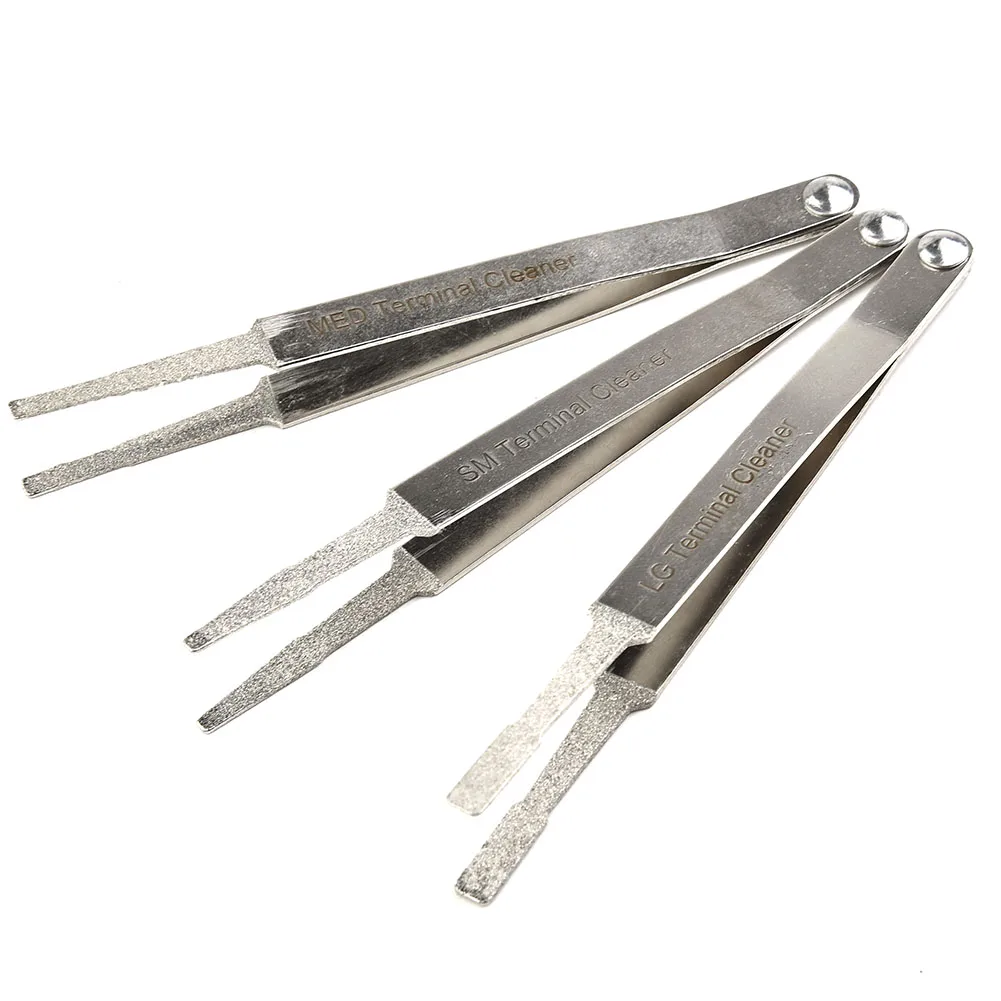 

3pcs Electric Terminal Cleaner Kit Spade Pin Connector Tweezer Cleaning Tool Pin Cleaning Tool Remove Corrosion