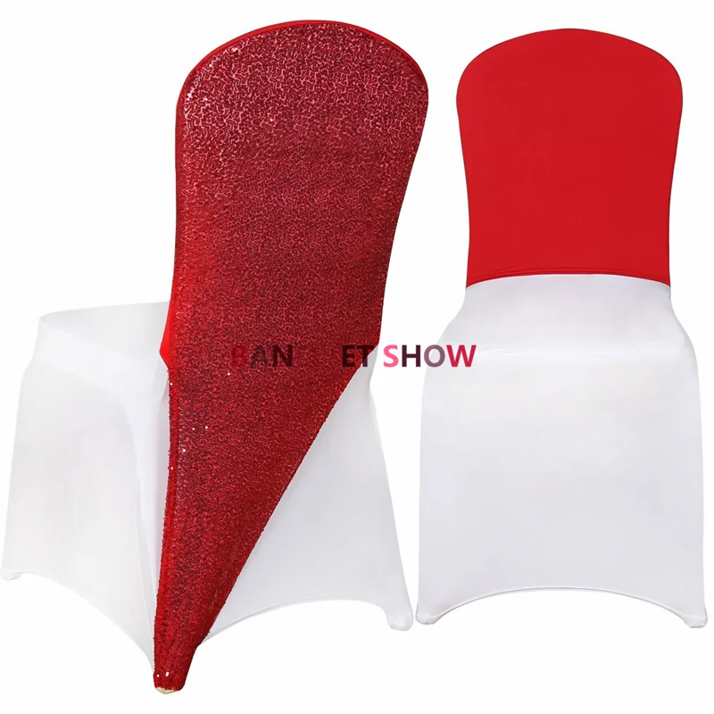 New Desgin Gold Spandex Chair Cap \ Hood  Back Sequin Chair Sashes Fit For banquet Chair Cover Decorations