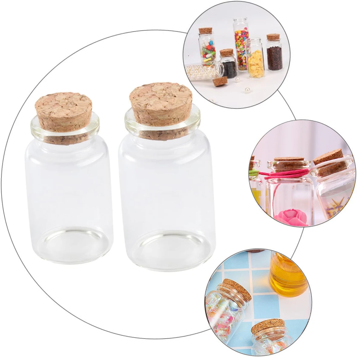 1pcs/1set of 50-150ml transparent cork empty glass bottle with label and brush candy storage glas jar household storage jar vial 6