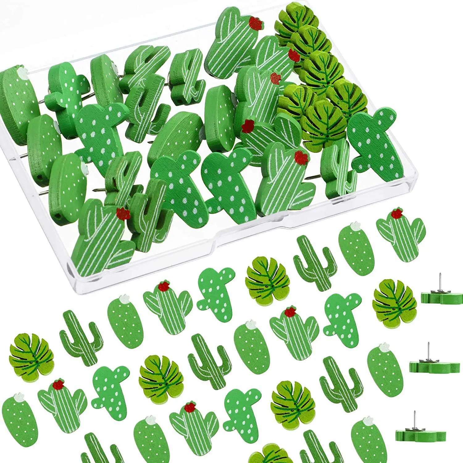 Cactus Shaped Thumb Tacks 20/30/50pcs Decorative Drawing Pins Office Supplies Push Pins Wooden For Cork Boards Photo Wall Nail push pins