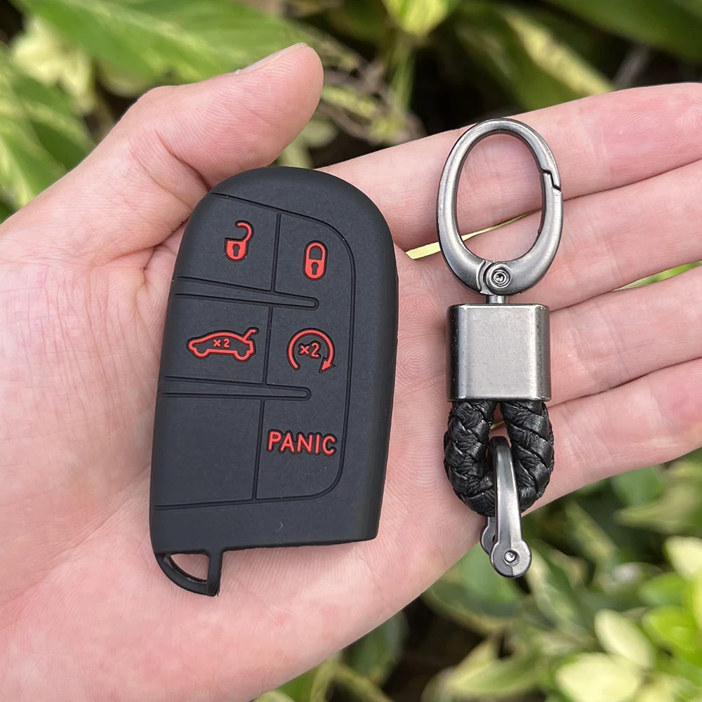 Key Case Key Case Cover Remote Control Case Cover Car Key Case For Chrysler Dodge Jeep Fiat 5 Button Remote Smart Key Fob Silicone Cover Holder Protect Skin