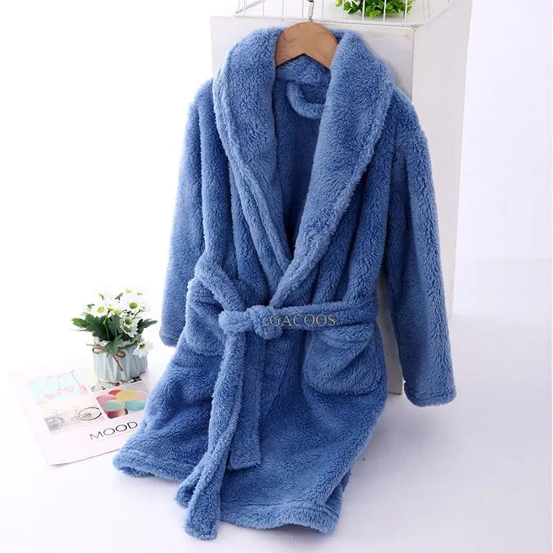 4-18 Years Warm Winter Bathrobe Kids Sleepwear Robe Children Bath Robe Soft Pajamas For Girl Boys Teenage Flannel Night Clothes