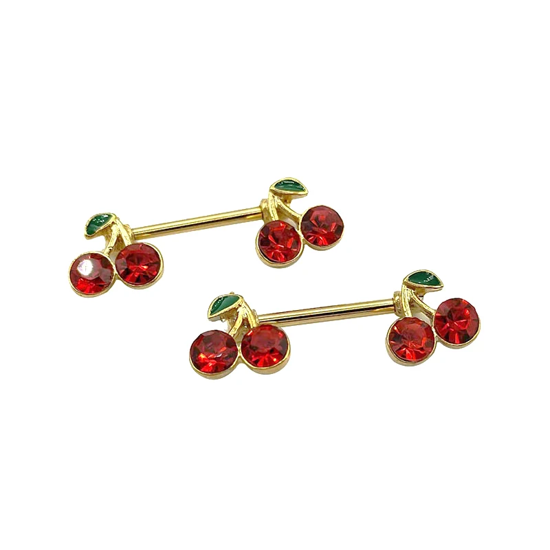 Sweet Chest Piercing Ornament Cute Cherry Zircon Breast Ring Sexy Metal Nipple Ring Women Body Piercing Jewelry 1pcs piercing jewelry body piercing jewelry body jewelry