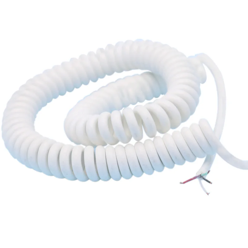 branco primavera espiral cabo stretchable fio shrinkable 03